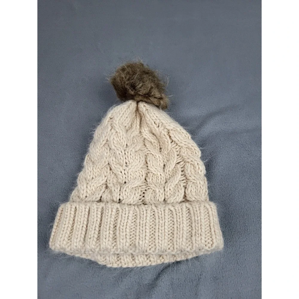 Bp Knit Beanie Kids One Size Brown Lightweight Outdoor Skull Cap Hat Pom‎ Pom